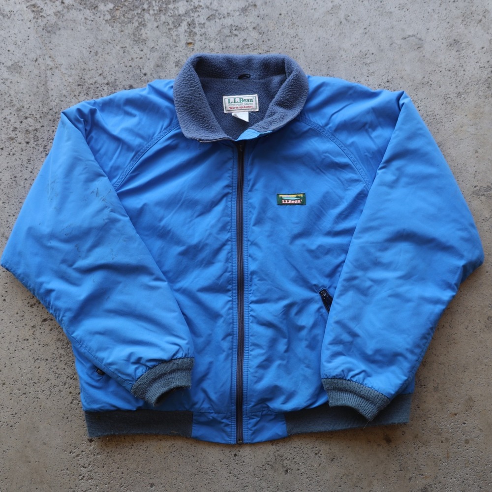 Vintage L.L.Bean Warm-Up Jacket Mens XL Blue Fleece Lined Made in USA